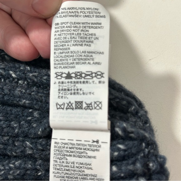 The North Face Blue Lined Cable Knit Beanie Unisex One-Size Outdoors Cozy - Picture 6 of 8